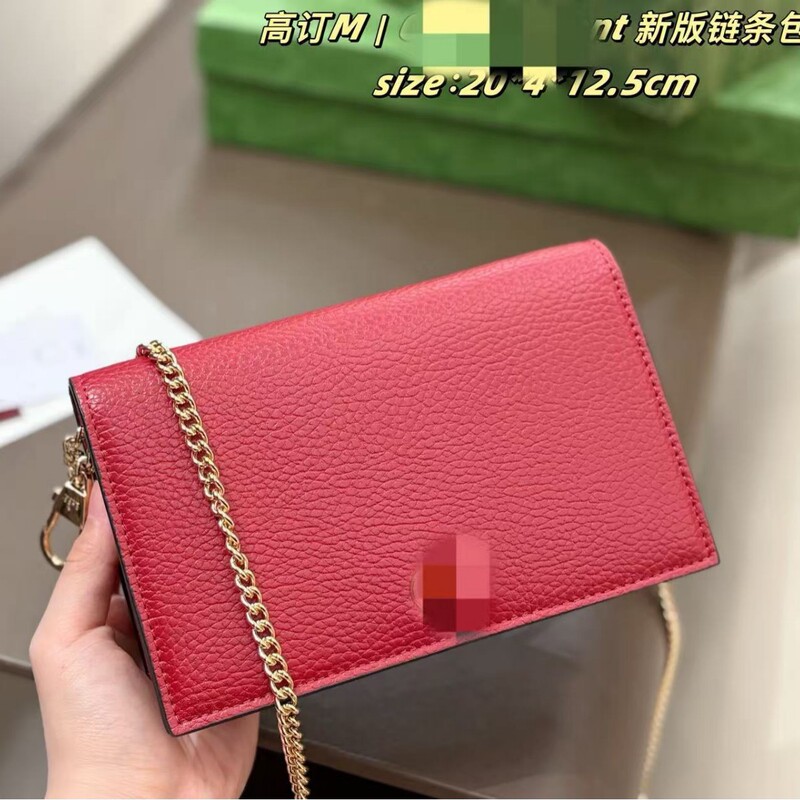 Gucci's new black calfskin card holder wallet, women's coin purse, gift box set, high-end chain bag, crossbody bag Gucci's new black calfskin card holder wallet, women's coin purse, gift box set, high-end chain bag, crossbody bag