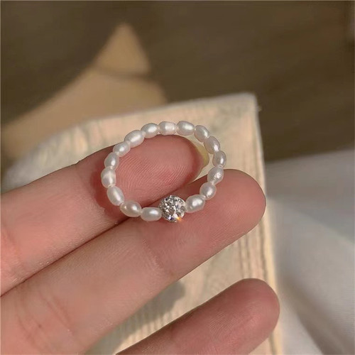 Freshwater Pearl Ring~ Adjustable Elasticity, Elegant and Unique Design, Superb Finger Ring for Women, Korean High-End Style, Trendy