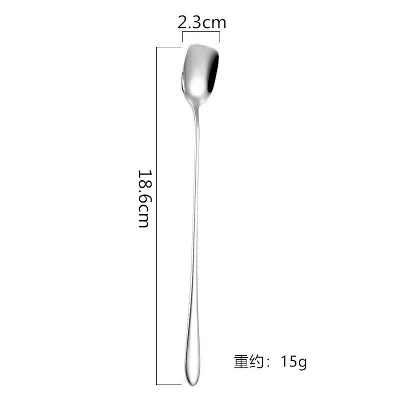 Stainless Steel Coffee Stirring Spoon With Long Handle Square Head_voghion.com