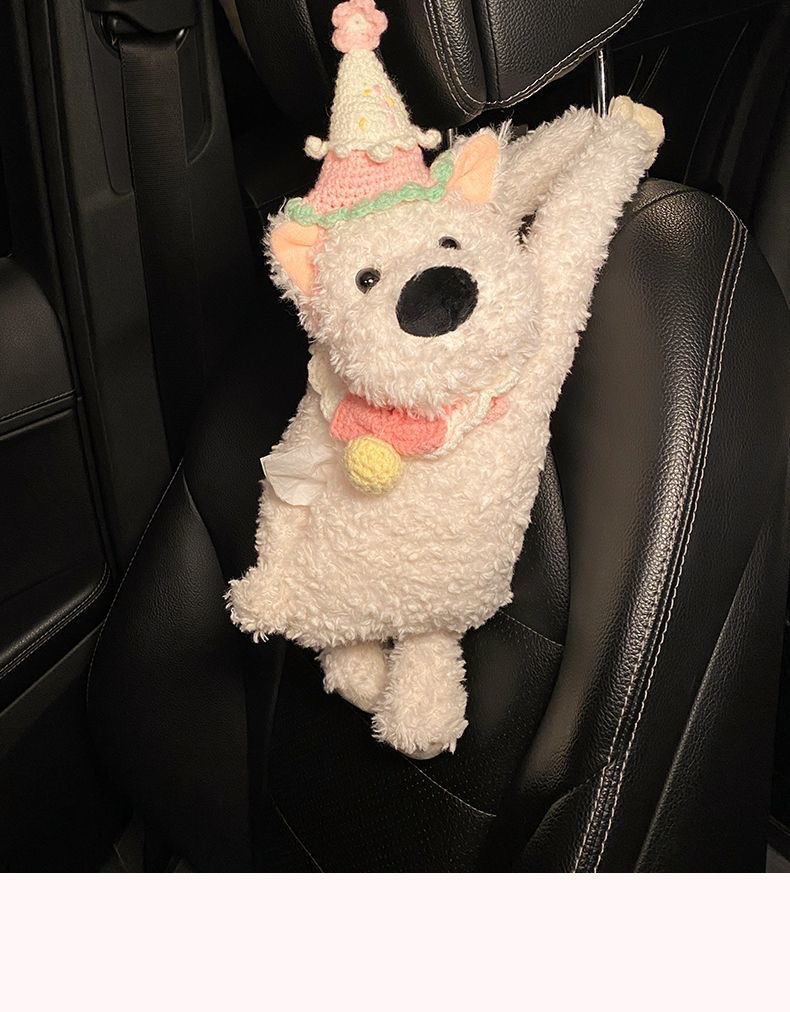 Car Tissue Box Creative Cute West Highland Paper Box Car Tissue Hanging Bag 2025 New Car Hanging Type