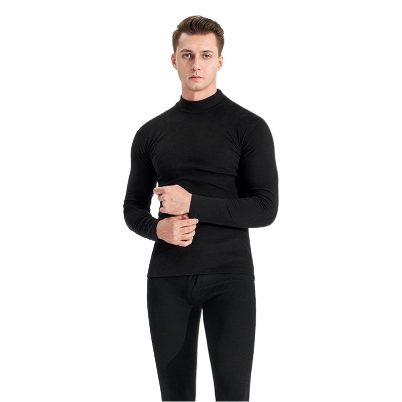 Los hombres engrosados térmica superior adulto caliente dejia terciopelo medio cuello alto otoño camiseta catiónico manga larga ropa interior