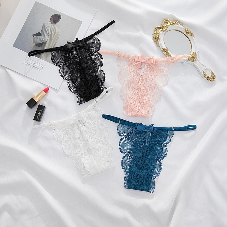 French-Style Thin Lace Sexy Transparent Pure Desire Lingerie with Thin Straps, Hot European and American Temptation Romantic Women's Thong Panties