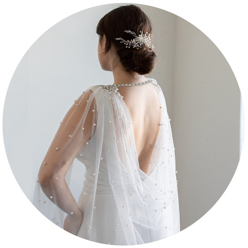Ulapan European and American bridal new summer cape white thin mesh stage catwalk long shawl VG56