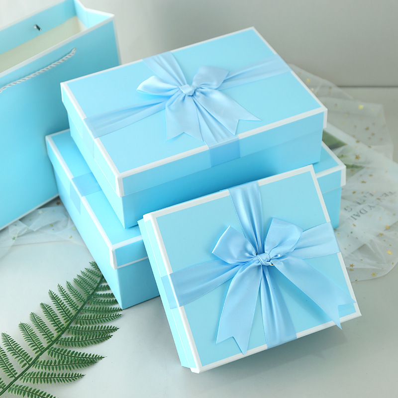 Bow gift box Chinese Valentine's Day gift box gift packaging box souvenir gift box sky blue gift box