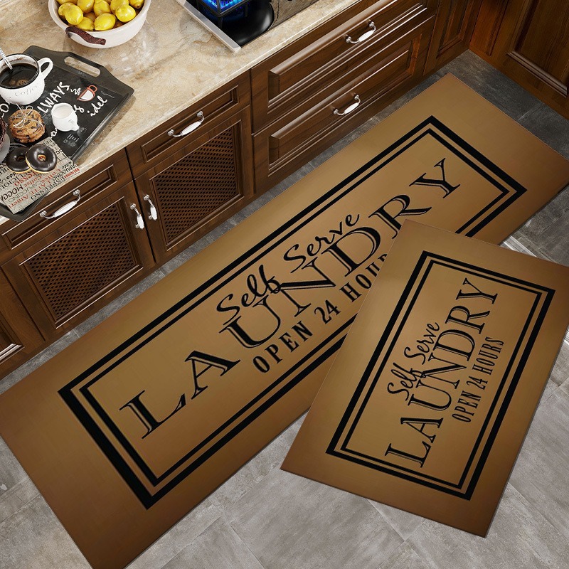 Transfronterizos letras americanas alfombra de terciopelo de cristal fácil de cuidar cocina dos piezas conjuntos de alfombra de suelo resistente al desgaste se puede cortar image 13