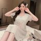 Nightgown Women's Summer Modal Pit Cotton Rabbit Cat Spray-painted Loose Short-sleeved Nightgown with Breast Cotton Home Clothes