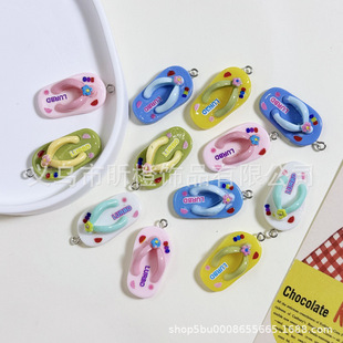 Wholesale Cute Cartoon Fun Colorful Resin Imitation Flip-Flops Jewelry Accessories Wholesale Handmade Pendants