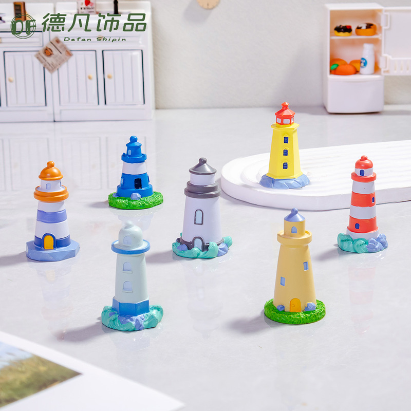 Ocean Micro Landscape Scene Lighthouse Resin Crafts Desktop Car DIY Jewelry Stationery Gift Creative Ornaments