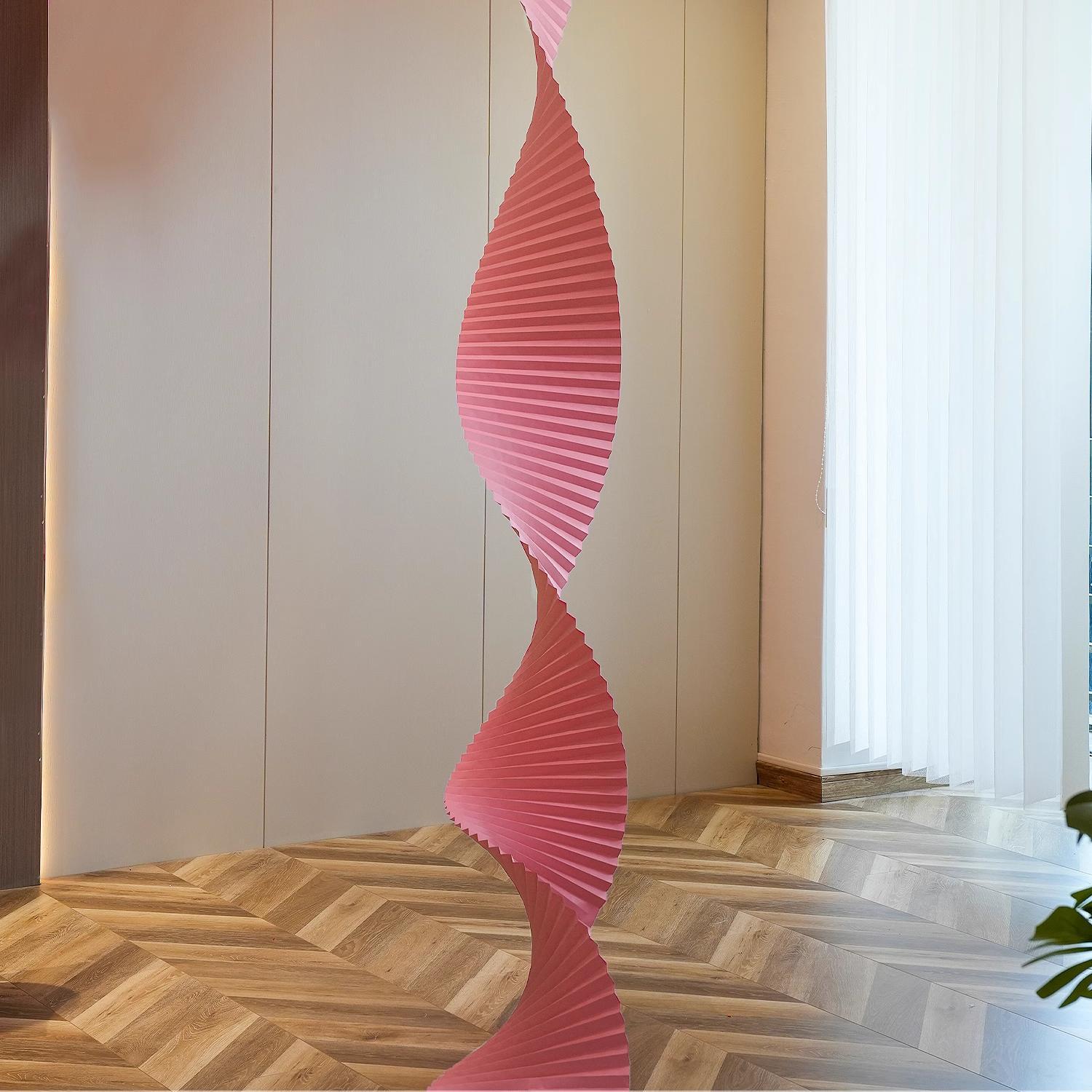 Papel corrugado largo de boda rojo decoración de fondo de escena de boda origami ondulado decoración de techo de sala de bodas de boda