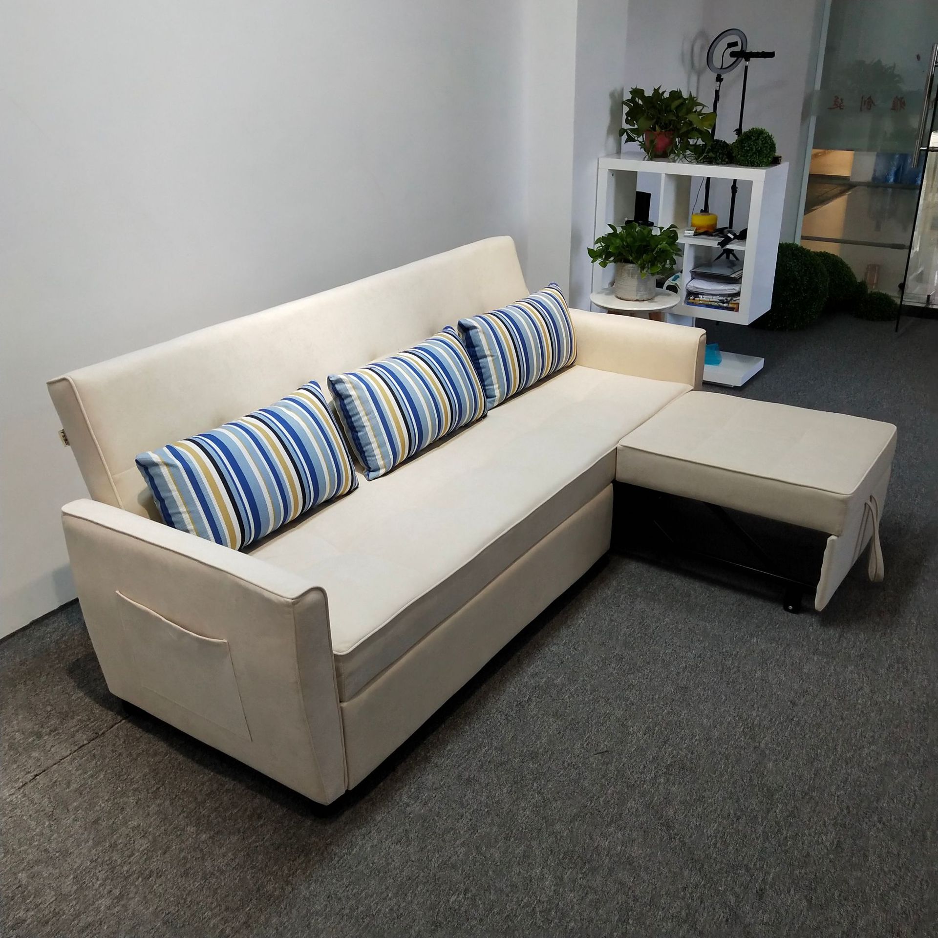 Sofá cama doble uso plegable pequeño tipo casa multifuncional sofá de tela desmontable y lavable