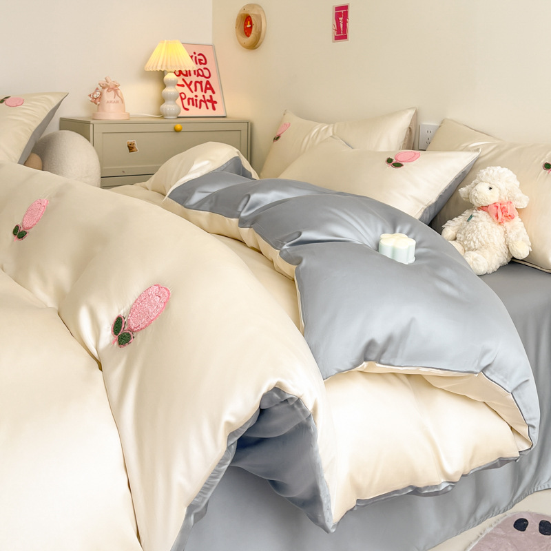 튤립 그레이 [입체 타월 자수·양면 아이스 실크·걱정 없는 알몸 수면]