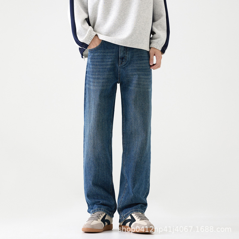 Straight-Leg Jeans for Men, Summer 2026 New Style, American Retro Trendy Versatile Loose Drapey Long Pants