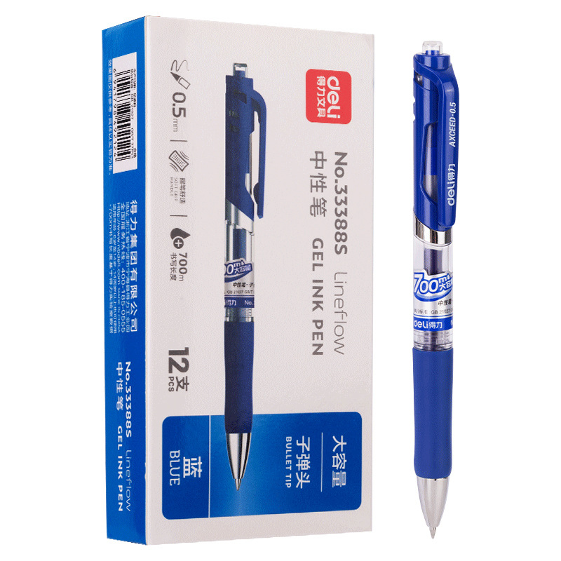 Bolígrafo neutro, bolígrafo acuoso de 0,5 mm negro, rojo y azul, bolígrafo de bola, papelería al por mayor 33388S