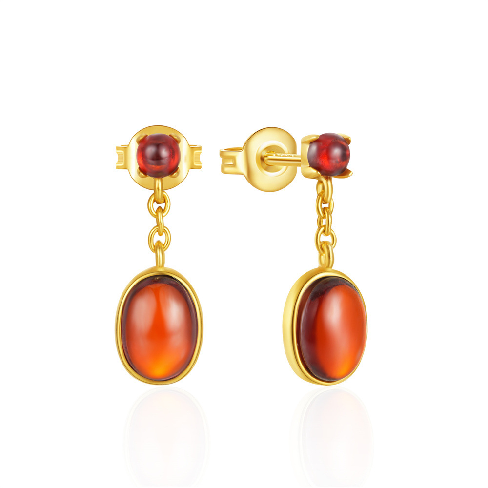 1 Pair 925 Sterling Silver Oval Drop Earrings display picture 8