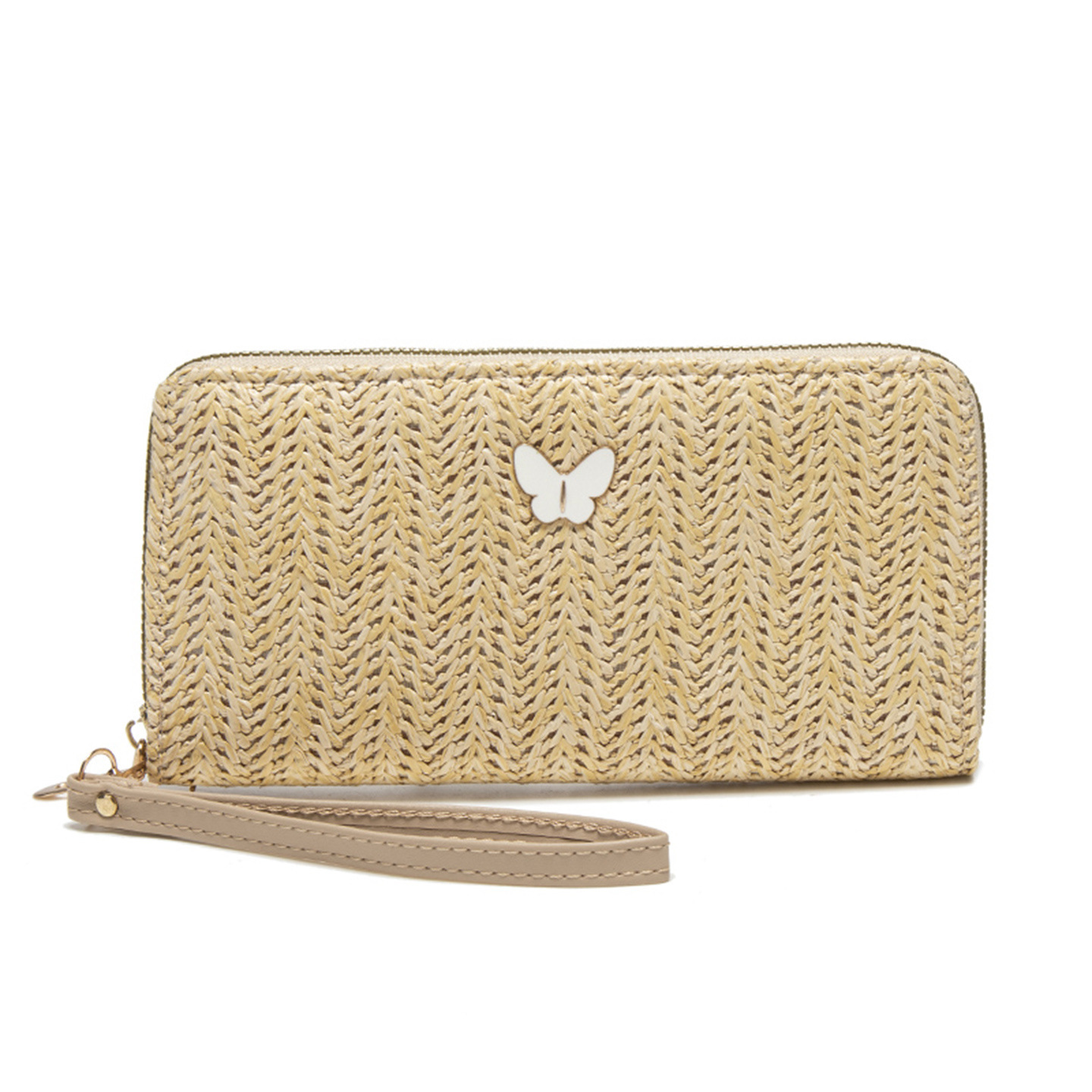 2025 otoño y invierno nuevo estilo de mariposa de paja decoración de mano bolso de cambio multicapa bolso de comercio exterior de larga dama monedero de tirón único image 10