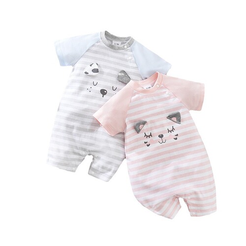 Baby Bodysuit Summer Short Sleeve Cute Girls' Onsies Newborn Climbing Suit Cartoon Print Cross-border