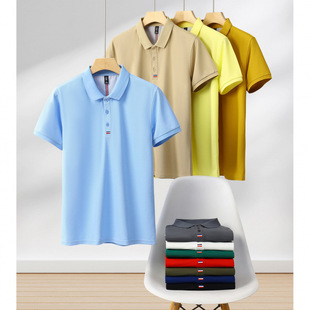 New Polo Shirts for Men and Women, Summer Short-Sleeved Pure Color Lapel Advertising Cultural Shirts, Corporate Work Clothes, Polo Shirts