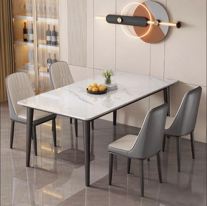 Slate Dining Table and Chair Combination for Home Dining Modern Simple 2025 New High-End Small Apartment Rectangular Dining Table
