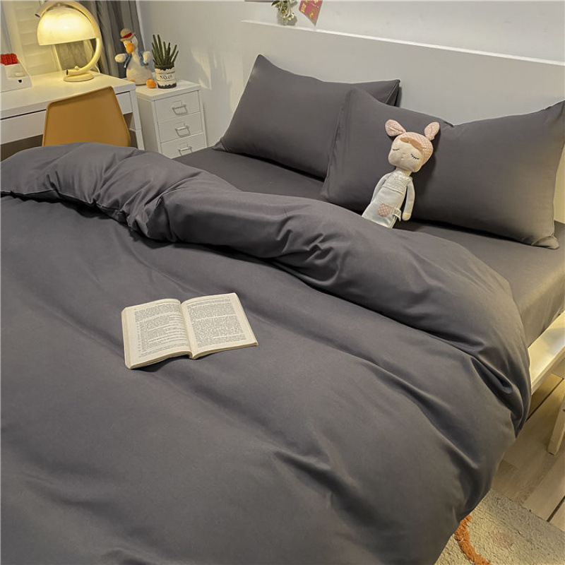 ins 和風レトロブラウンキルトカバー寝具4点セット無地シンプルキルトシーツ寮3点セット|undefined