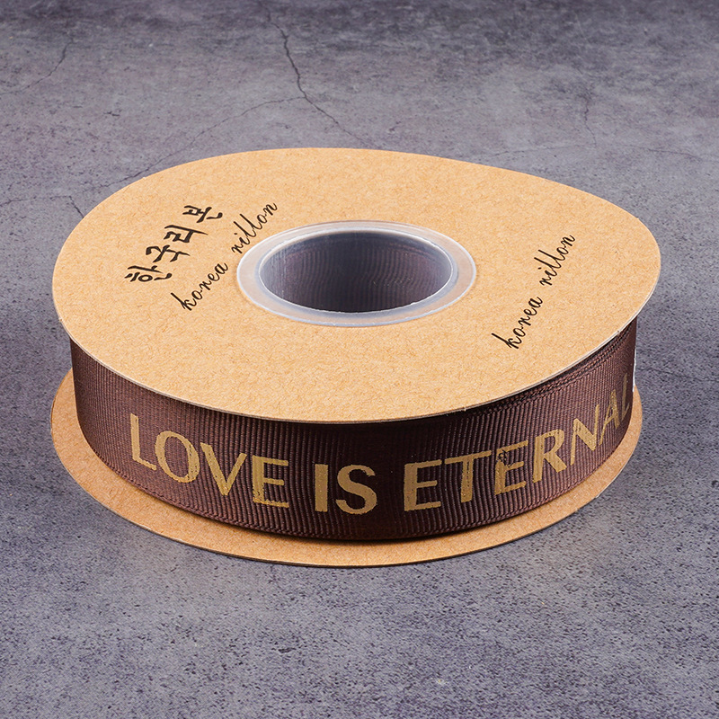 Cinta de flores con hilo de 2.5 mm, cinta para envolver flores, arte floral, cinta acanalada con lámina dorada, letras en inglés LOVE, para atar ramos