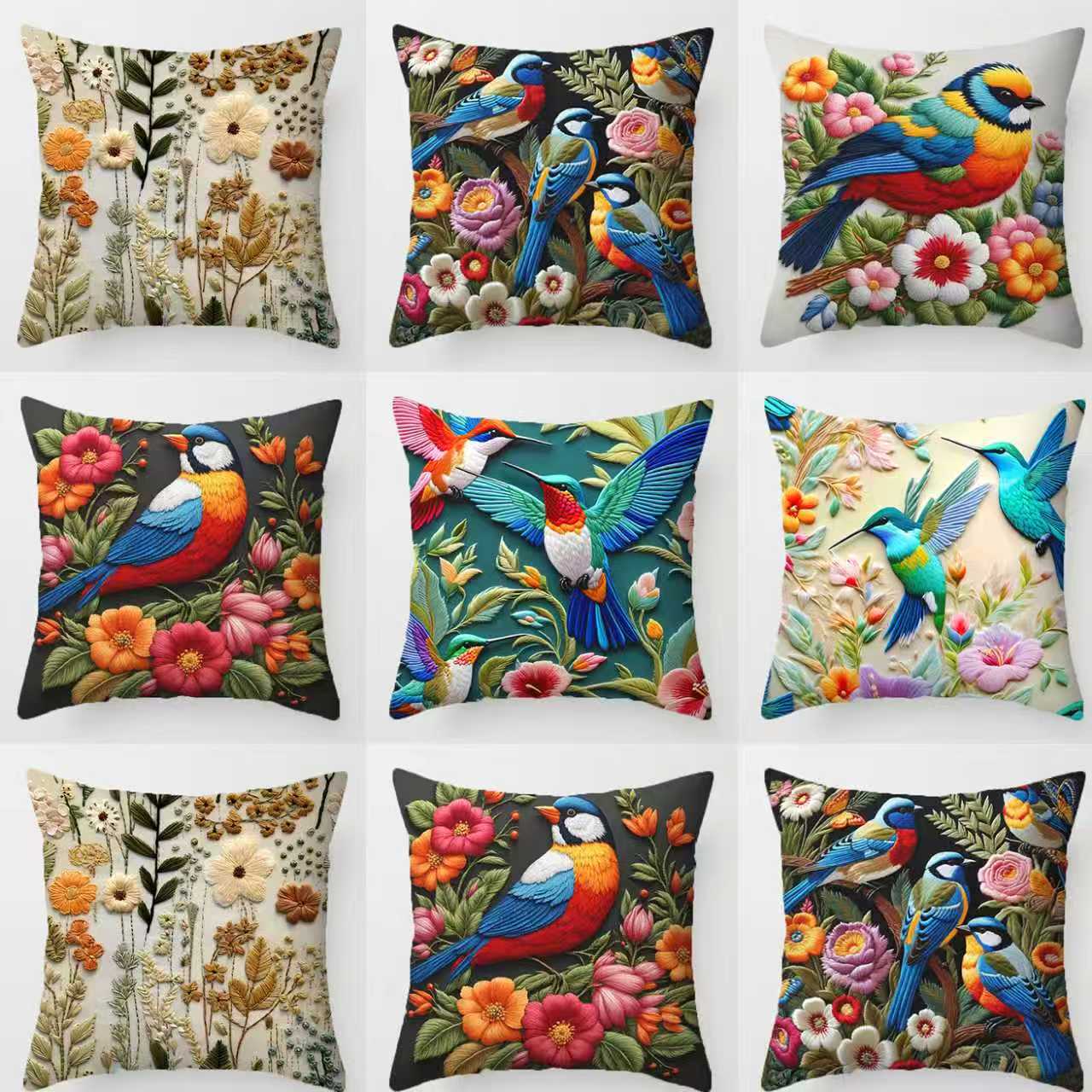 Transfronterizo temu explosión retro serie de flores y pájaros abrazar almohada impresa lino casa sala de estar sofá almohada almohada funda
