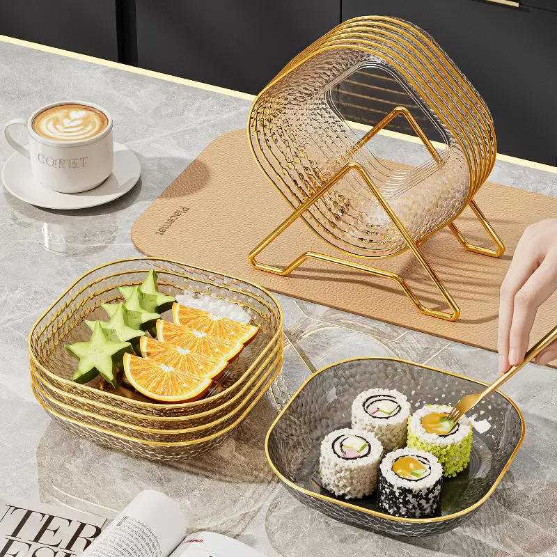 吐骨头盘碟家用食级餐桌垃圾盘碟高端新吐骨碟加厚水果碟盘子PET