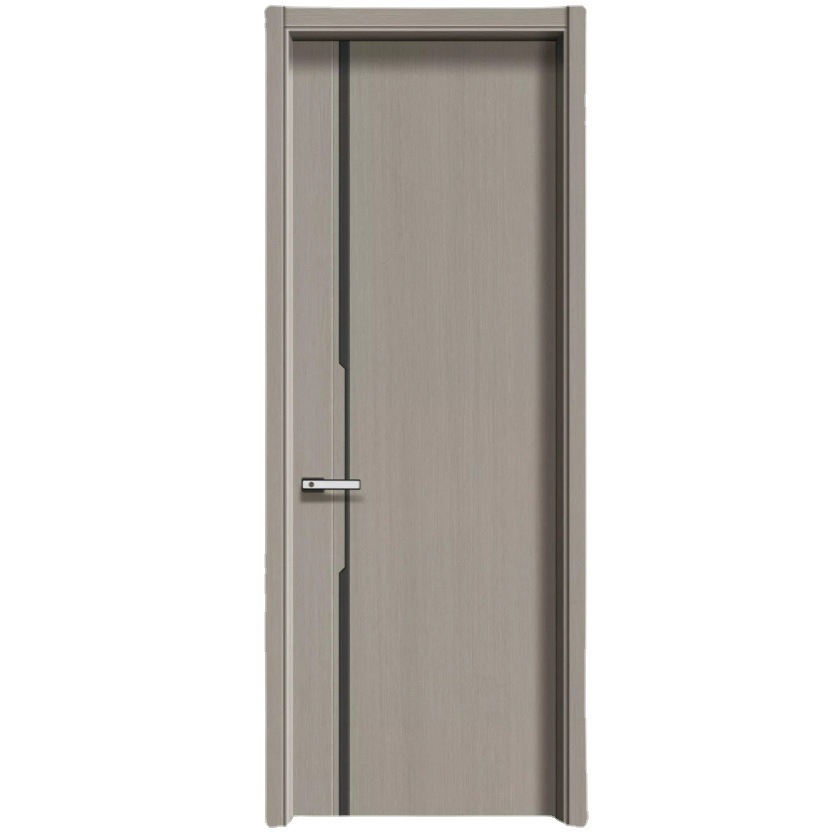 Dormitorio puerta de madera aislante acústico puerta de habitación moderna fábrica directa interior minimalista sin pintura puerta de cristal de carbono de madera sólida