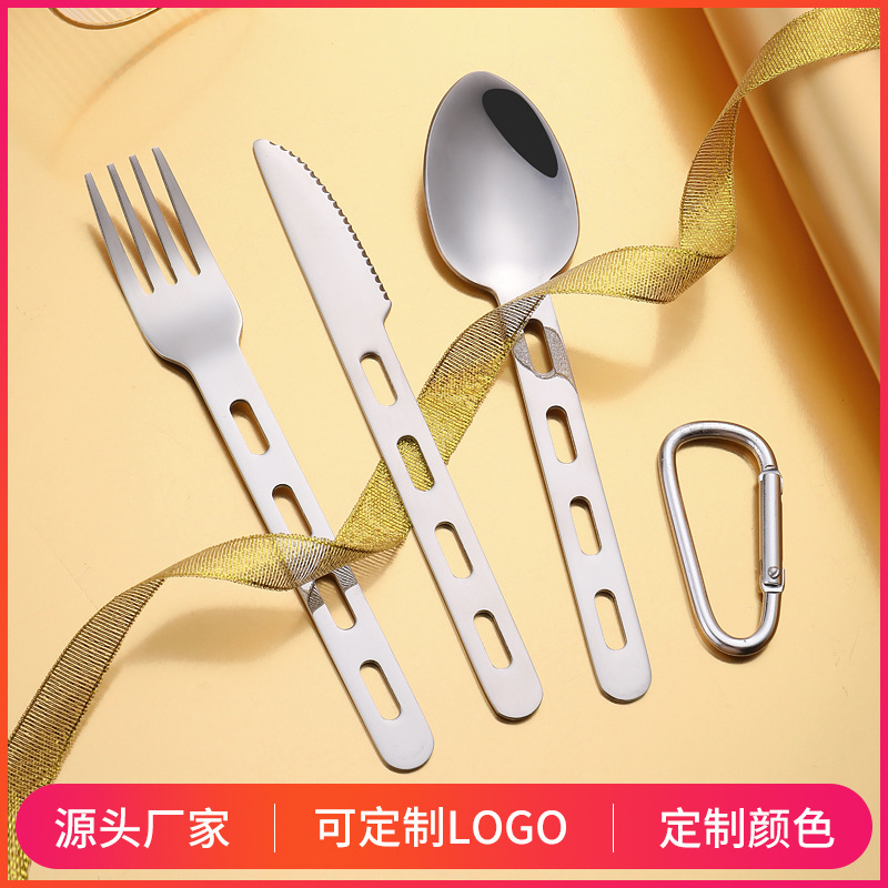 New Camping Style Tableware 430 Stainless Steel Tableware Set Picnic Knife Cut Out Western Tableware Camping Style Outdoor Knife, Fork and Spoon New Camping Style Tableware 430 Stainless Steel Tableware Set Picnic Knife Cut Out Western Tableware Camping Style Outdoor Knife, Fork and Spoon