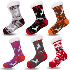 Cross-border shoes and socks, Slipper Socks, winter thickened and flocked sole adhesive socks, home adult floor socks