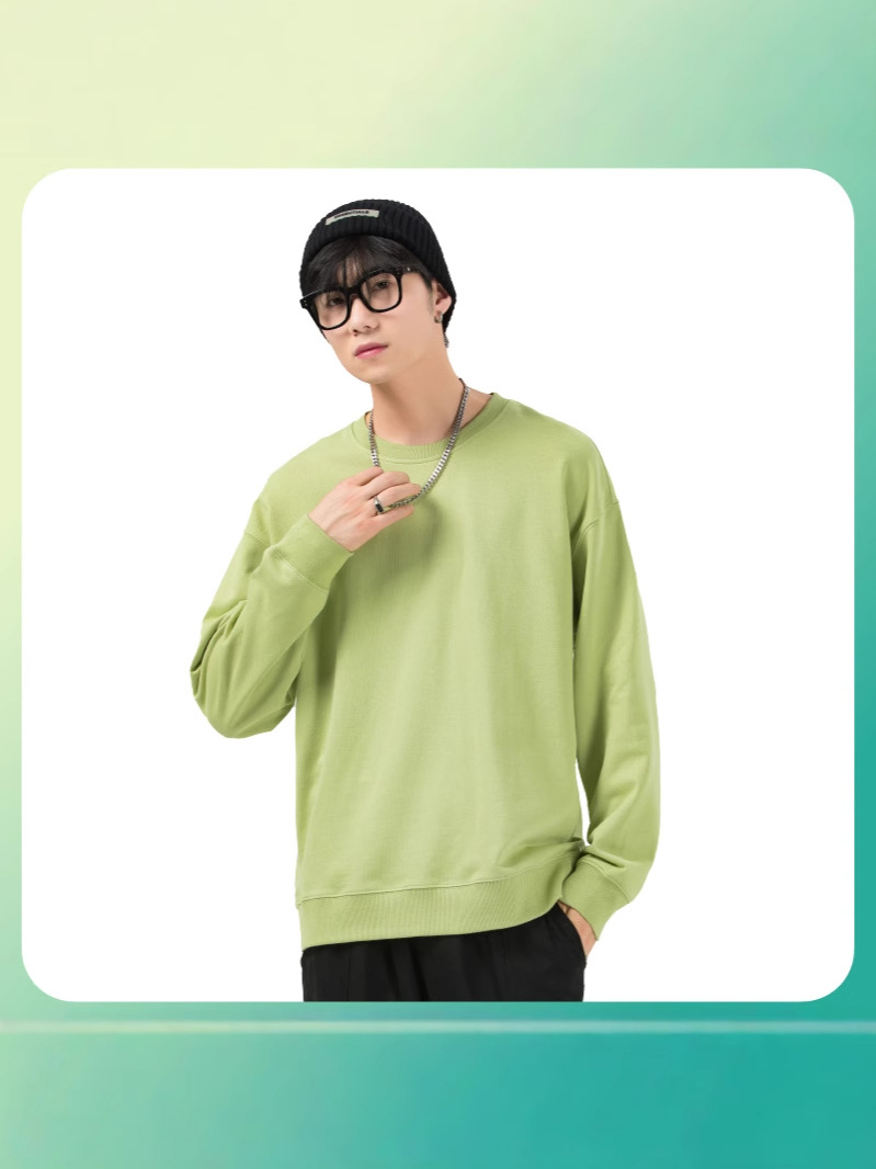 Camiseta de cuello redondo de algodón personalizada impresión LOGO manga larga pesada oversize suelta impresión de camisa cultural de tendencia nacional