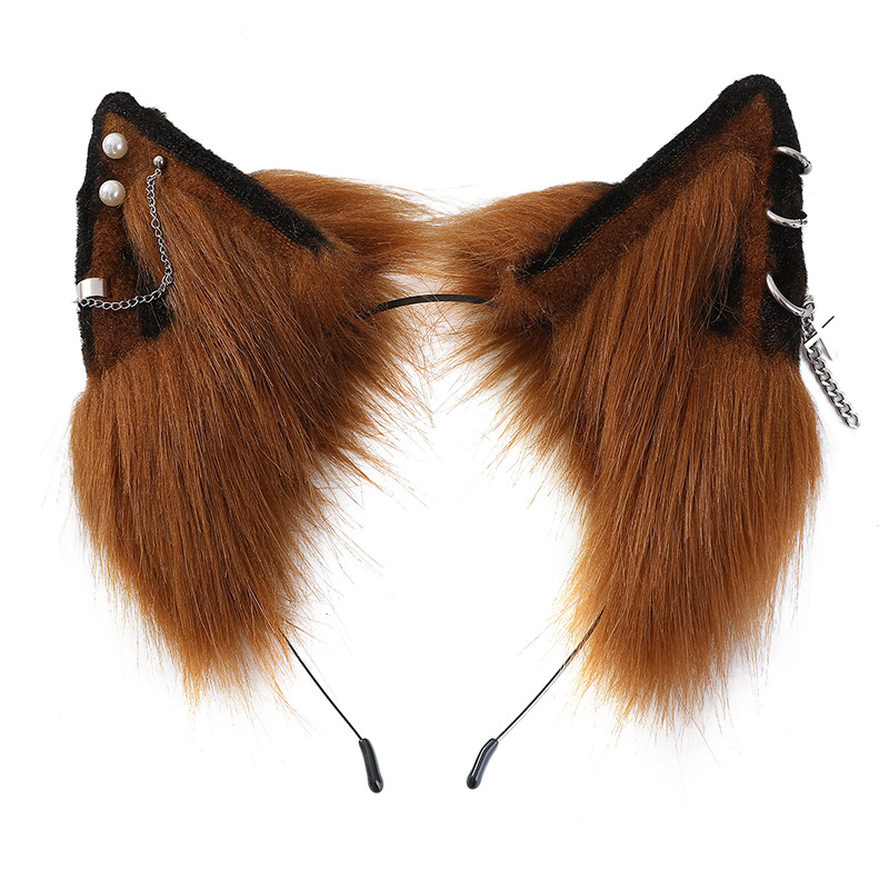 Lolita gótico vampiro rojo Lobo oreja venda cos apoyos oscuro pelo banda tocado horquilla negro oscuro