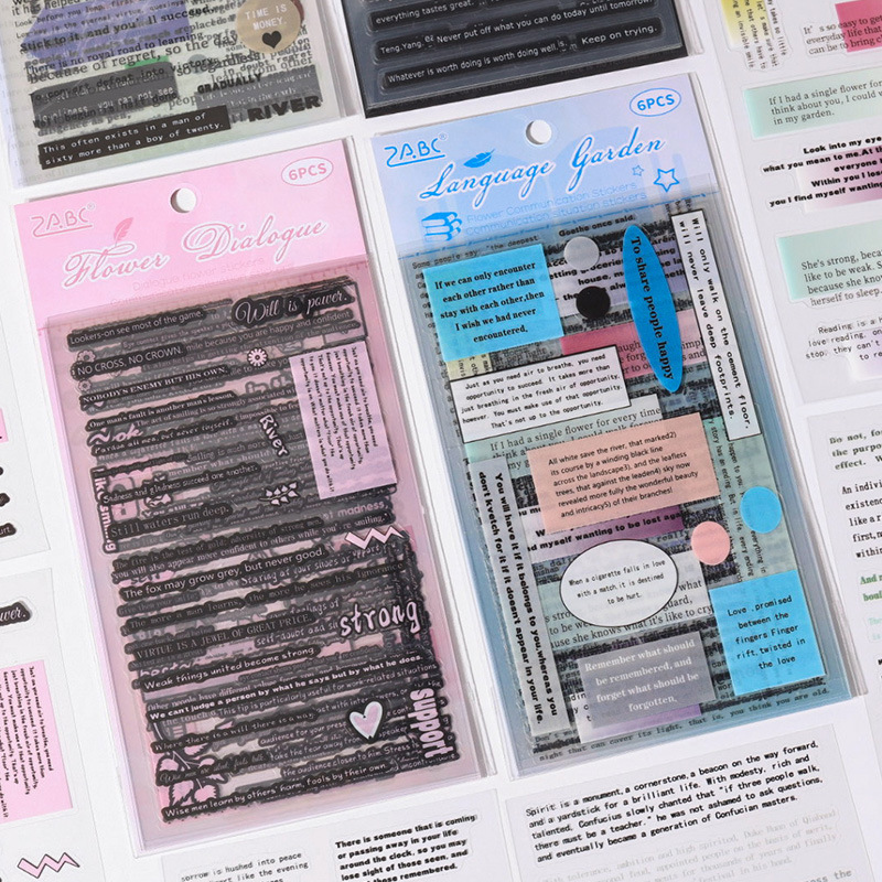 Glyph Joy pegatinas transparentes impermeables para mascotas transfronterizas alfabeto inglés pegatinas de libro de mano pegatinas populares diarias en inglés