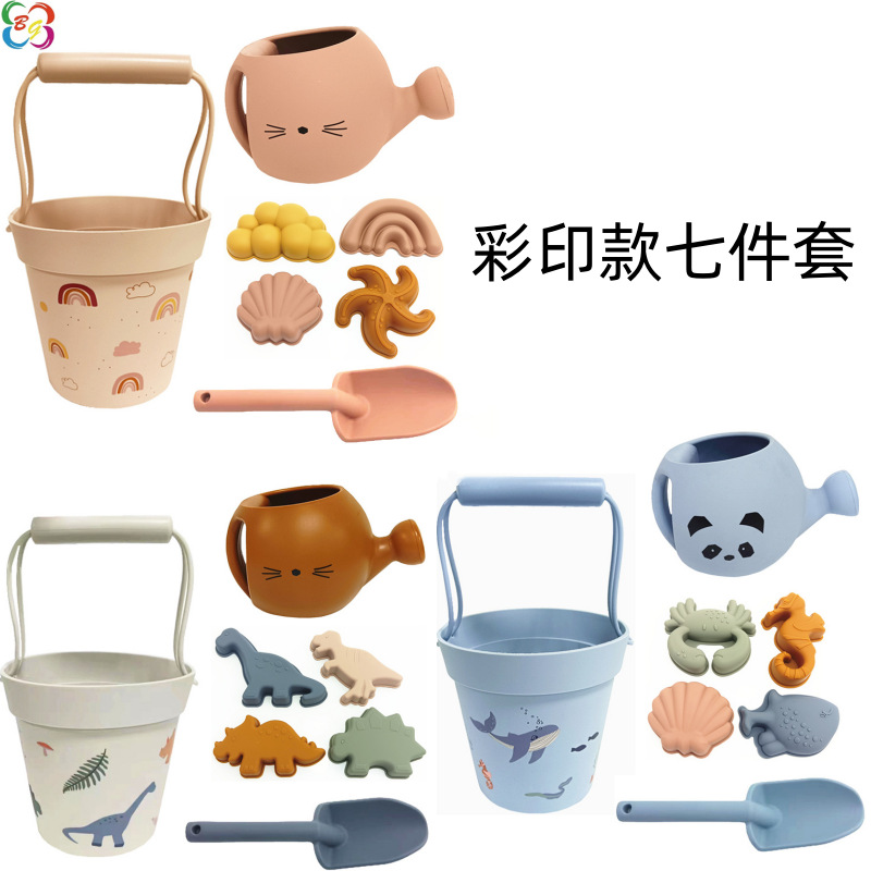 Juego de herramientas de silicona para niños para jugar en la arena, pala para la playa, molde de arena con modelo de animales de nieve, juguetes de playa