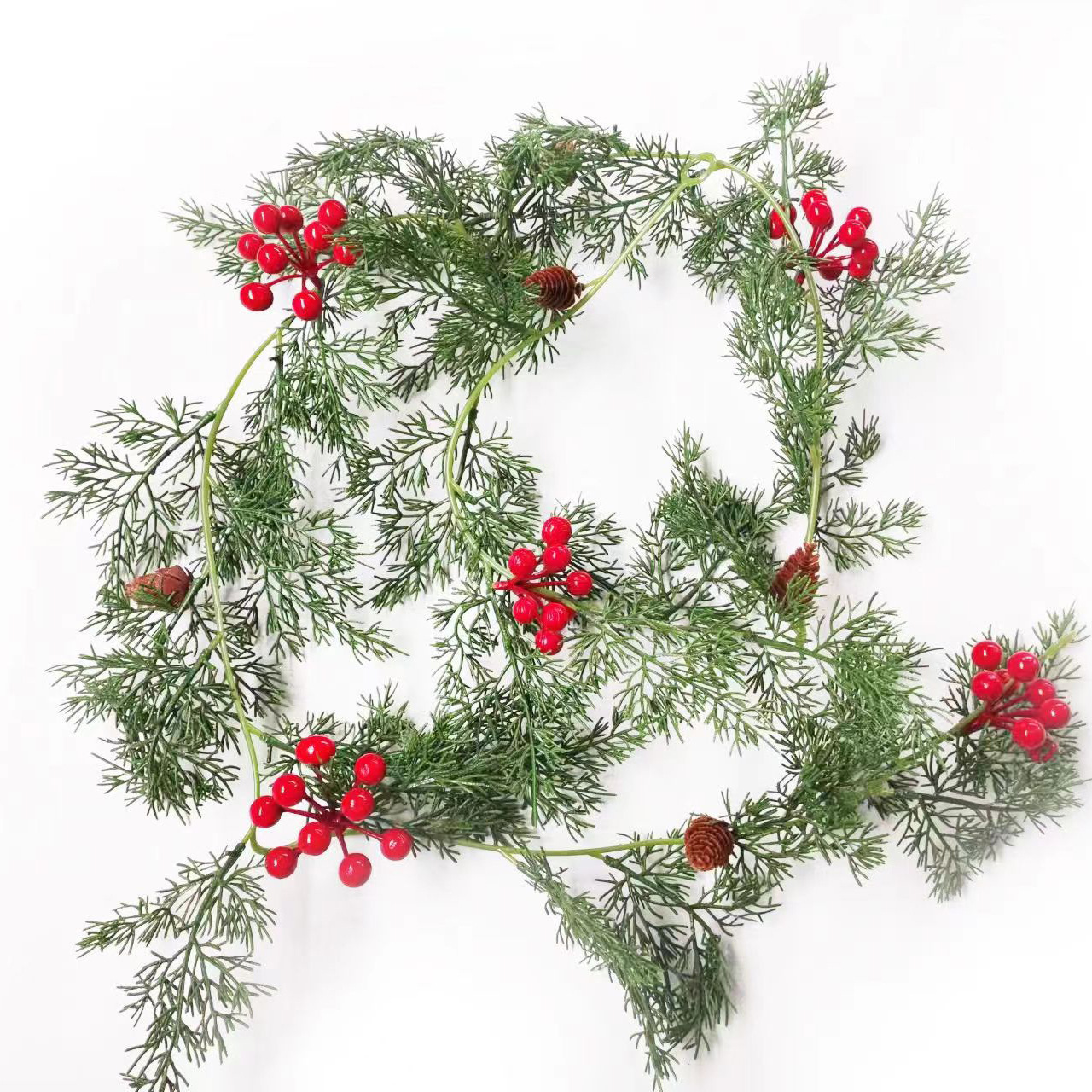 2022 nuevo LED Pine Leaf Berry ratán Navidad casa Ventana de pared decoración del Gabinete foto camino