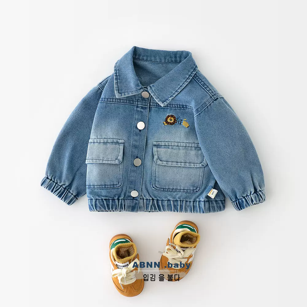 2025韩版儿童秋季砂洗牛仔外套 婴幼童男童磁吸公仔上衣53735