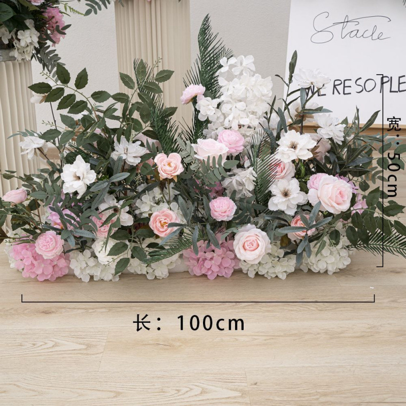 新款路引排花艺地排绢花订婚宴仿真成品大款装饰花布置婚庆婚礼|undefined