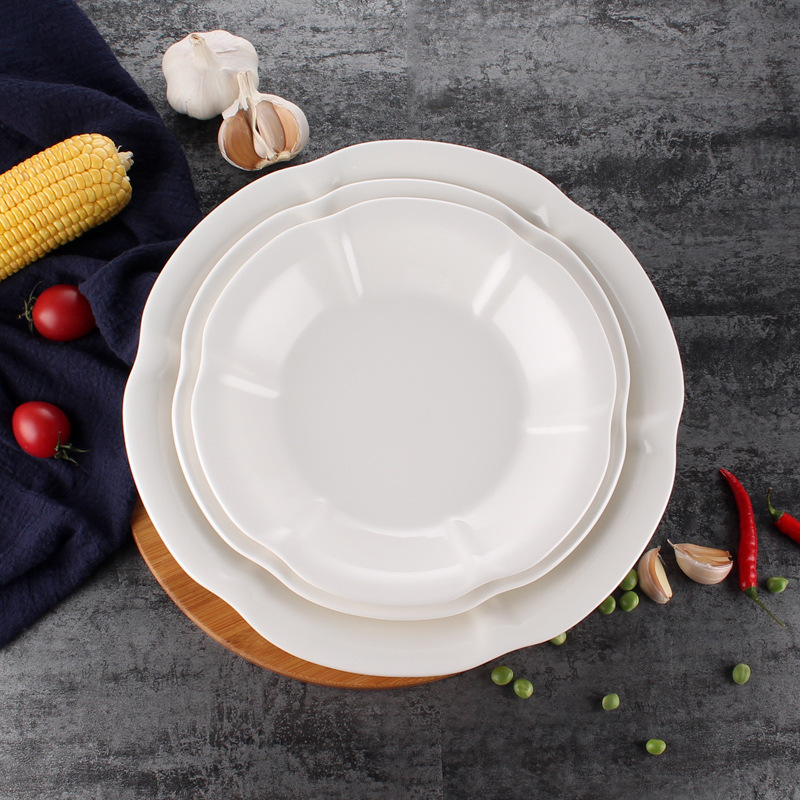 Vajilla de cerámica para hotel, cuencos de magnolia de 8-12 pulgadas, platos creativos