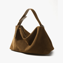 速卖通爆款斜挎枕头包女简约小众文艺单肩包高丝光磨砂牛皮通勤包