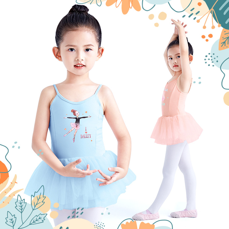 Tops para niños, tirantes para niñas, ropa de entrenamiento de ballet, falda de gasa, ropa de actuación, ropa de actuación para niños