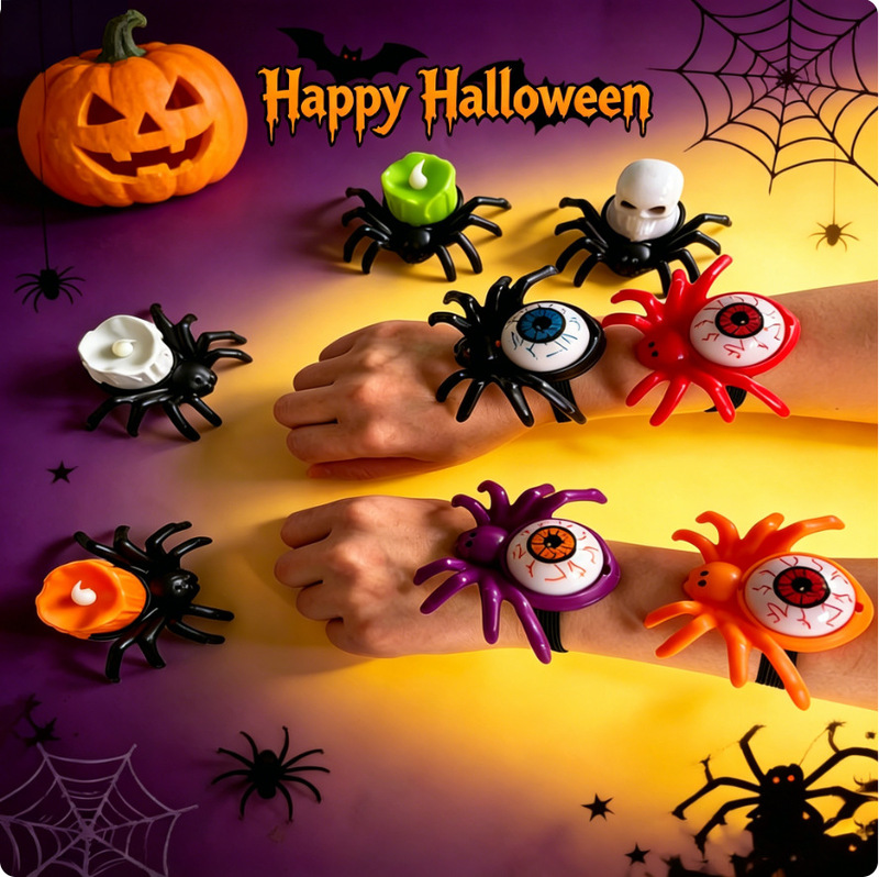 Halloween Decoration Glowing Spider Wrist Light Children's Small Gift Costume Props Spider Light Scene Arrangement Halloween Decoration Glowing Spider Wrist Light Children's Small Gift Costume Props Spider Light Scene Arrangement