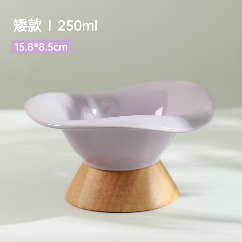 Nuevo gato de pie alto asiento de madera tazón de cerámica protección cervical perro tazón de arroz tazón de comida para gatos tazón antidetonante tazón para beber
