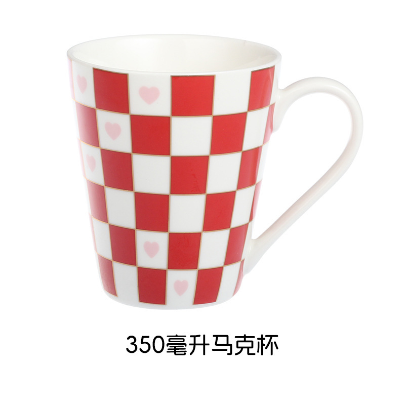 高温デカール加工、シンプルなスタイル、高級感、お手入れ簡単、バレンタインデーの陶器食器セット、ボウル、カップ、食器|undefined