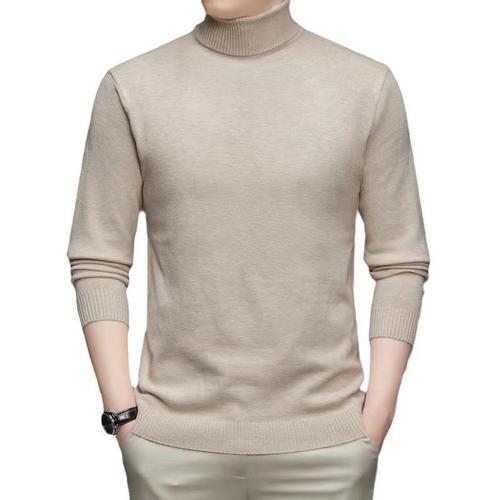 High-Neck Knit Sweater for Men - Trendy Brand Stylish Autumn/Winter Base Shirt with Collar - Quality Men's Top for a Polished Look