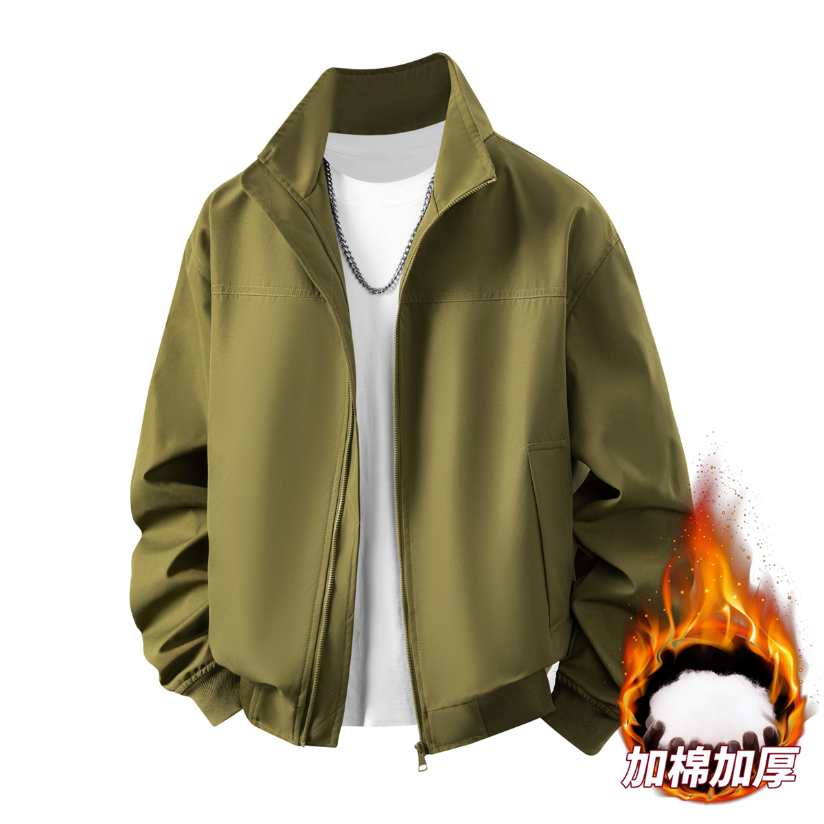 Chaqueta Acolchada para Hombre de Poliéster Cálida y Resistente al Desgaste para Uso Casual y Aire Libre