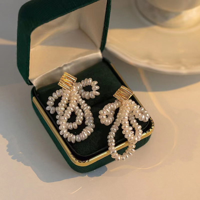 感天然淡水流苏珍珠耳环女S925法式复古巴洛克