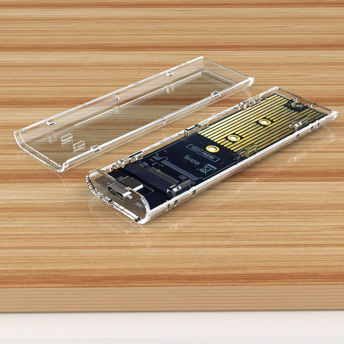 M.2 caja de disco duro móvil transparente SATA ssd externo NGFF/NVME caja de disco duro de doble protocolo