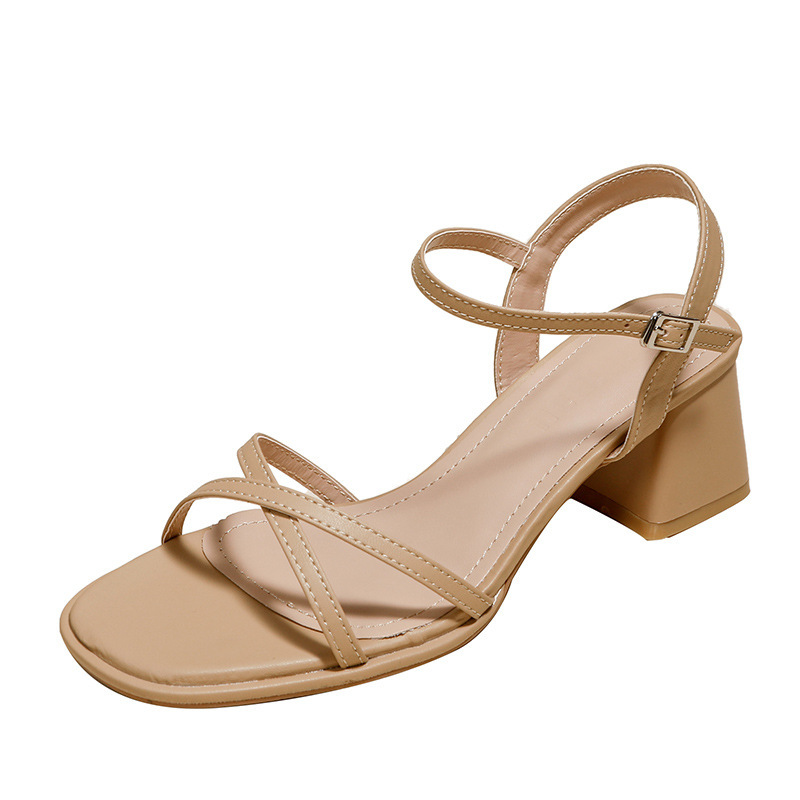 Cross-Strap Open-Toe Trendy Summer New Style Backless Sandals with Soft Sole, Thick Sole, Chunky Heel, Simple Sandals for Women