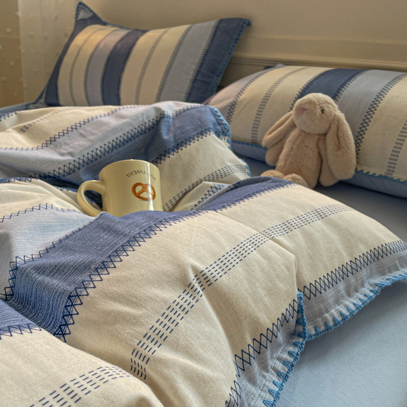 Cotton Four-piece Bedding Set Brushed Fitted Sheet Duvet Cover_voghion.com