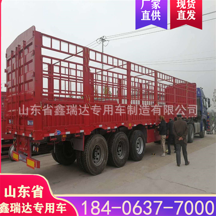 轻型仓栅式半挂车上装配置 十三米高栏车价格1.8米高栏板簧桥