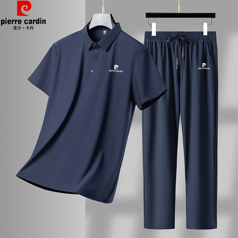 Pierre Cardin High-end Men's Short-sleeved Thin Summer Casual Ice Silk Fashionable Breathable Two-piece Sports suit